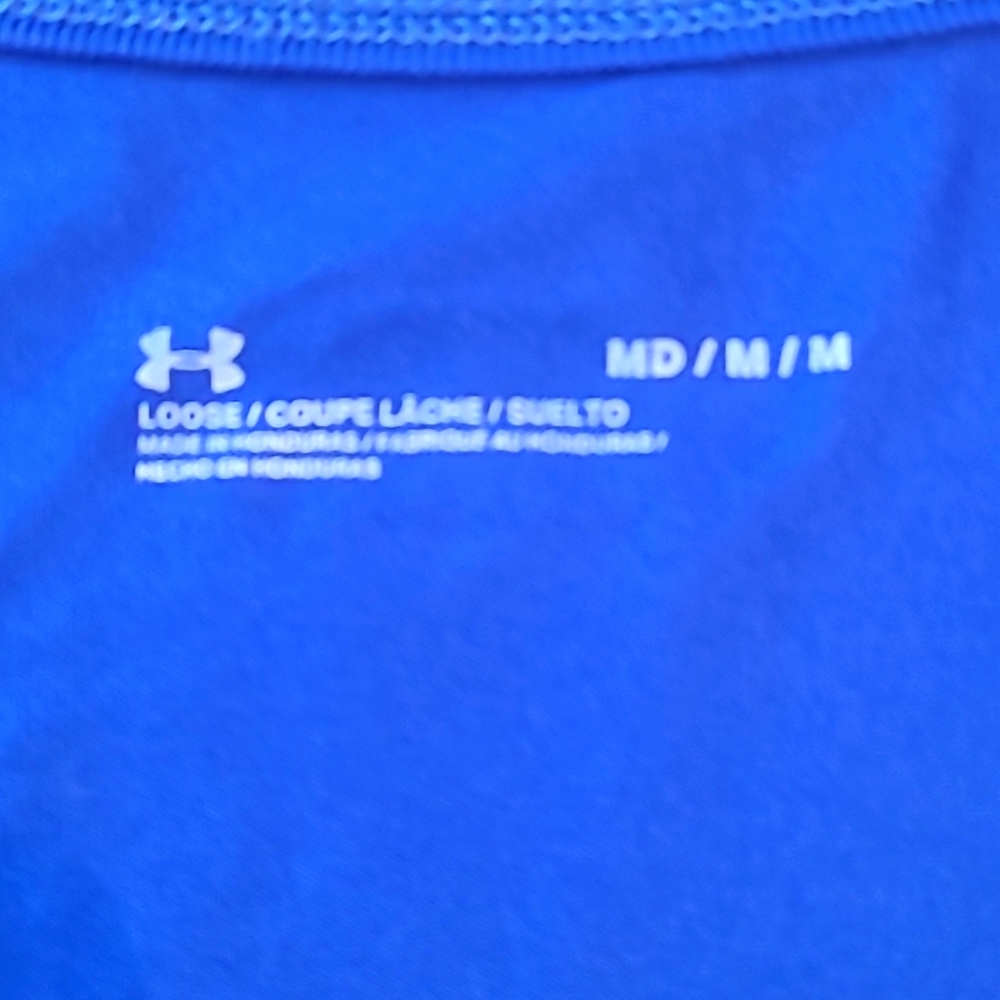 Men's Under Armor workout T-shirt, size medium loose, blue, NWT - Picture 3 of 4